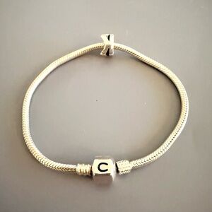 Chamila Sterling Silver Snap Charm Bracelet Plus Charm 16.8 grams Estate